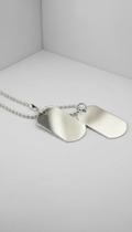 Colar Dog Tag Aço Inox Dupla Placa Bolinha Colar Dog Tag Aço Inox Dupla Placa Bolinha