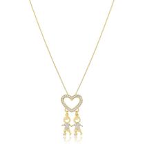 Colar dois meninos com micro zircônia banhado a ouro 18k