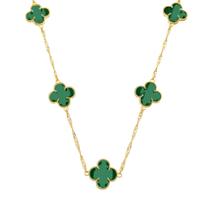 Colar Dourado 5 Trevos Verde Colar Dourado 5 Trevos Verde