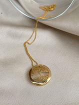 Colar dourado banhado a ouro com pingente árvore da vida Colar dourado banhado a ouro com pingente árvore da vida