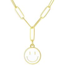 Colar Dourado Branco Smiley Face