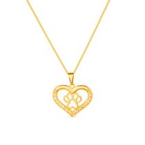 Colar Dourado Chocker De Coração E Pata Pet Zircônia