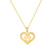 Colar Dourado Chocker de Coração e Pata Pet Zircônia Colar Dourado Chocker de Coração e Pata Pet Zircônia