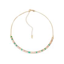 Colar Dourado Chocker de Pedras Coloridas Colar Dourado Chocker de Pedras Coloridas