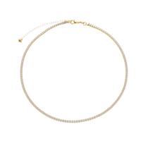Colar Dourado Chocker Riviera Pedras Brancas Colar Dourado Chocker Riviera Pedras Brancas