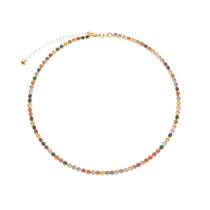 Colar Dourado Chocker Riviera Pedras Coloridas Colar Dourado Chocker Riviera Pedras Coloridas