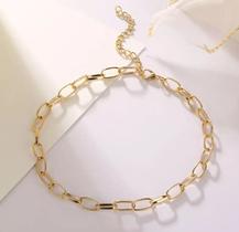 Colar Dourado Corrente Fina Entrelaçada
