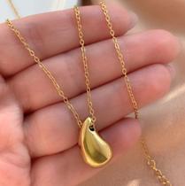 Colar Dourado e Pingente Gota em Aço 316L Colar Dourado e Pingente Gota em Aço 316L