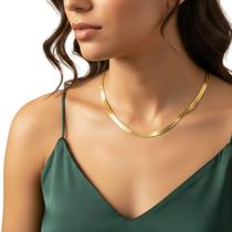 Colar Dourado Grosso Inox Banhado A Ouro 18K Feminino 45cm Colar Dourado Grosso Inox Banhado A Ouro 18K Feminino 45cm