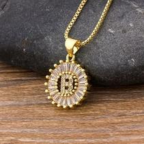 Colar Dourado Letra Inicial Strass Brilhante Nome Colar Dourado Letra Inicial Strass Brilhante Nome