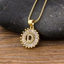 Colar Dourado Letra Inicial Strass Brilhante Nome Colar Dourado Letra Inicial Strass Brilhante Nome