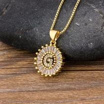 Colar Dourado Letra Inicial Strass Brilhante Nome