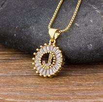 Colar Dourado Letra Inicial Strass Brilhante Nome