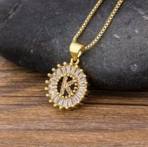 Colar Dourado Letra Inicial Strass Brilhante Nome Colar Dourado Letra Inicial Strass Brilhante Nome