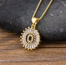 Colar Dourado Letra Inicial Strass Brilhante Nome