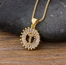 Colar Dourado Letra Inicial Strass Brilhante Nome Colar Dourado Letra Inicial Strass Brilhante Nome