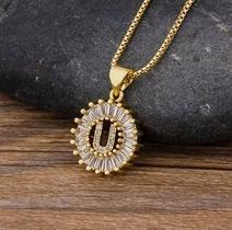 Colar Dourado Letra Inicial Strass Brilhante Nome Colar Dourado Letra Inicial Strass Brilhante Nome