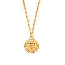 Colar Dourado Medalha de São Miguel Arcanjo corrente aço inoxidável