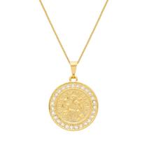 Colar Dourado Medalha São Miguel Arcanjo Cravejado de Zircônia Colar Dourado Medalha São Miguel Arcanjo Cravejado de Zircônia