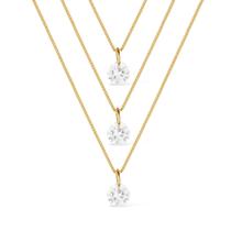 Colar Dourado Triplo 3 Pontos De Luz Em Zircônia