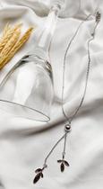 Colar duo arruda e açaí - Banhado no Ródio Branco 18 k
