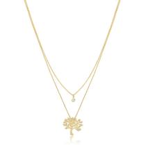 Colar duo árvore e ponto de luz banhado a ouro 18k Colar duo árvore e ponto de luz banhado a ouro 18k