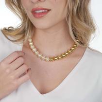 Colar Duo Pérolas Grande Banhada a Ouro 18K