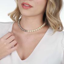 Colar Duo Pérolas Pequena Banhada a Prata