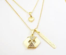 Colar Duplo Administração Com Plaquinha Folheado A Ouro 18k Colar Duplo Administração Com Plaquinha Folheado A Ouro 18k