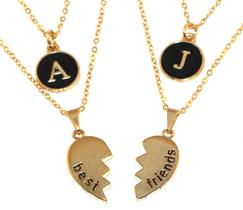 Colar Duplo Amizade Best Friends Amigas Inicial Folheado Colar Duplo Amizade Best Friends Amigas Inicial Folheado