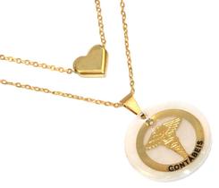 Colar Duplo Amor Pela Profissão Contabilidade Folheado 18k