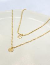 Colar duplo com pingente de moeda ouro18k