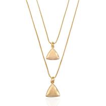 Colar Duplo Com Pingentes Triangulares Banho Ouro 18K