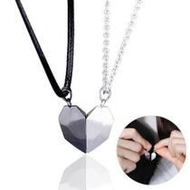 Colar Duplo Coração 2 Metades Love Pingente Imã Magnético