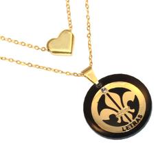 Colar Duplo Cordão Amo Minha Profissão Letras Folheado Colar Duplo Cordão Amo Minha Profissão Letras Folheado