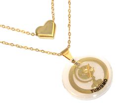 Colar Duplo Cordão Amor Pela Profissão Turismo Folheado 18k