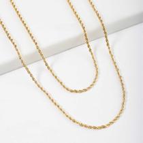 Colar Duplo Cordão Baiano Dourado - Aço Inoxidável Colar Duplo Cordão Baiano Dourado - Aço Inoxidável