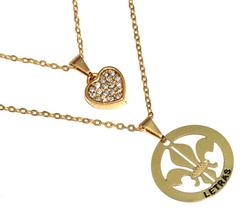 Colar Duplo Cordão Minha Profissão Letras Folheado Ouro 18k Colar Duplo Cordão Minha Profissão Letras Folheado Ouro 18k