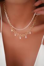 Colar Duplo Corrente e Riviera