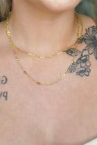 Colar Duplo Corrente Lisa Corrente Trabalhada Banhado Em Ouro 18k F027 Colar Duplo Corrente Lisa Corrente Trabalhada Banhado Em Ouro 18k F027