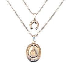 Colar Duplo Country Ferradura Aparecida Aço Inox Colar Duplo Country Ferradura Aparecida Aço Inox