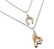 Colar Duplo Country Festa Do Peão Chapéu Ferradura Inox