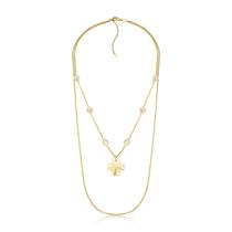 Colar Duplo Cruz e Cristais Golden Shadow Revestido em Ouro