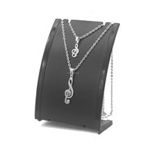 Colar duplo de clave do sol musica símbolo em aço inox prata prateada choker ponto de luz