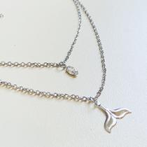 Colar Duplo de Sereia com Pedra em Aço Inox