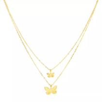 Colar Duplo Delicado Borboleta Banhado á Ouro 18k Colar Duplo Delicado Borboleta Banhado á Ouro 18k