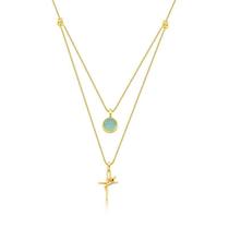 Colar duplo fé e pedra redonda Colar duplo fé e pedra redonda