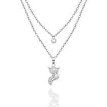 Colar Duplo feminino animal Wicca raposa corrente fino com ponto de luz não escurece