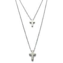 Colar Duplo Feminino Crucifixo Amara Pingente Cruz Aço Inox