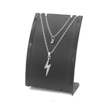 COLAR duplo feminino DE RAIO FLASH EM AÇO INOX PRATA funk gargantilha infantil